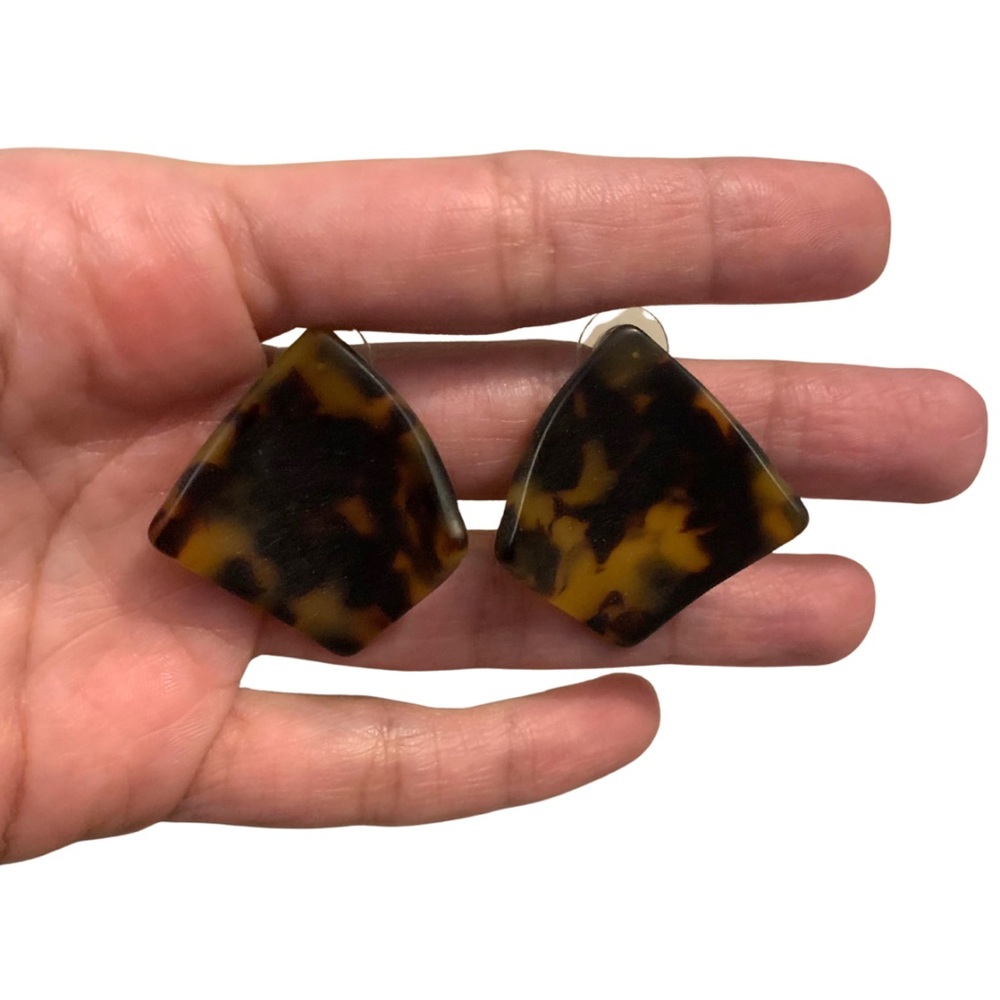 2/$30 Two Pairs Brown Orange Tortoise Shell Stud Earrings Acrylic Boho Casual